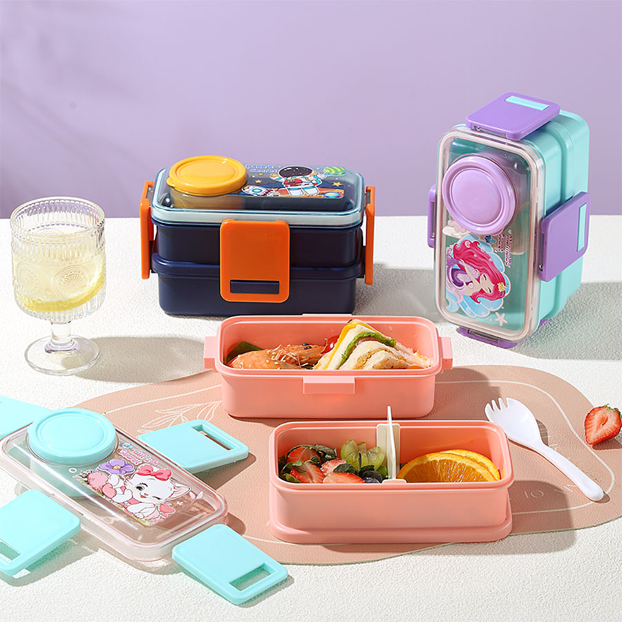 彩光卡通雙層餐盒(500