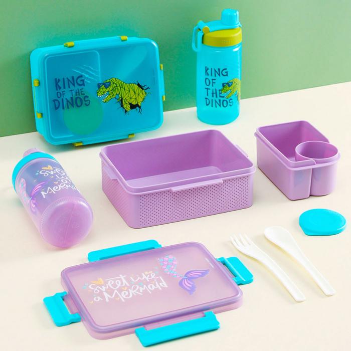 童彩3格飯盒+運(yùn)動水壺套裝(含內(nèi)盒1500ml+500ml)