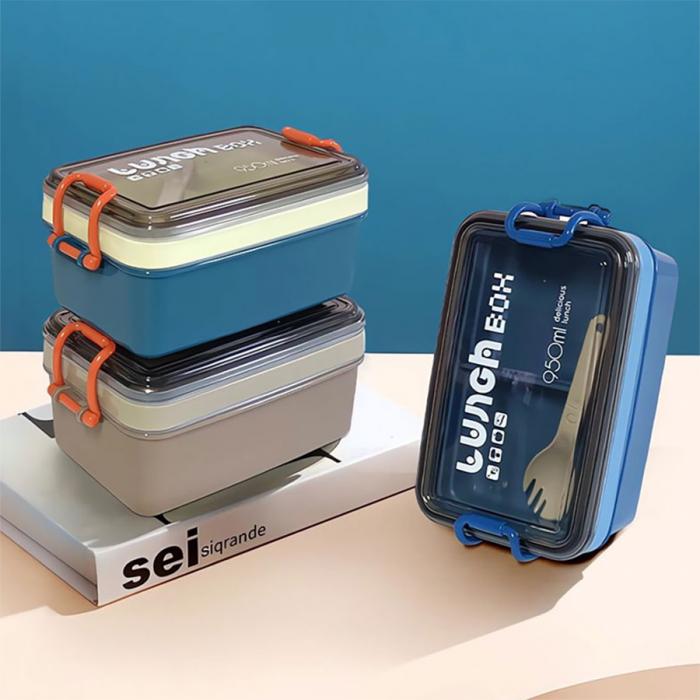 北歐長(zhǎng)方形雙層飯盒(950ML)